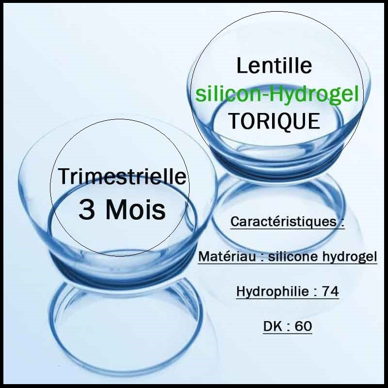 LENTILLE SILICONE-HYDROGEL TORIQUE TRIMESTRIELLE ( 3 MOIS )