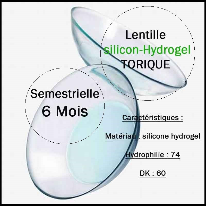 LENTILLE SILICONE-HYDROGEL TORIQUE SEMESTRIELLE ( 6 MOIS )